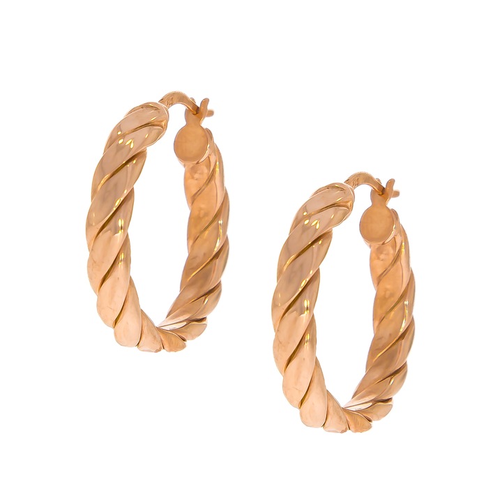 Cercei Janette Argint Roze Impletiti, 2.4cm, 6.5g