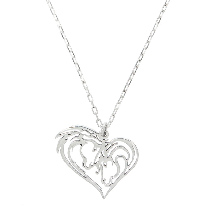 Lantisor argint Janette cu medalion in forma de inima, 45cm, 2x2.5cm