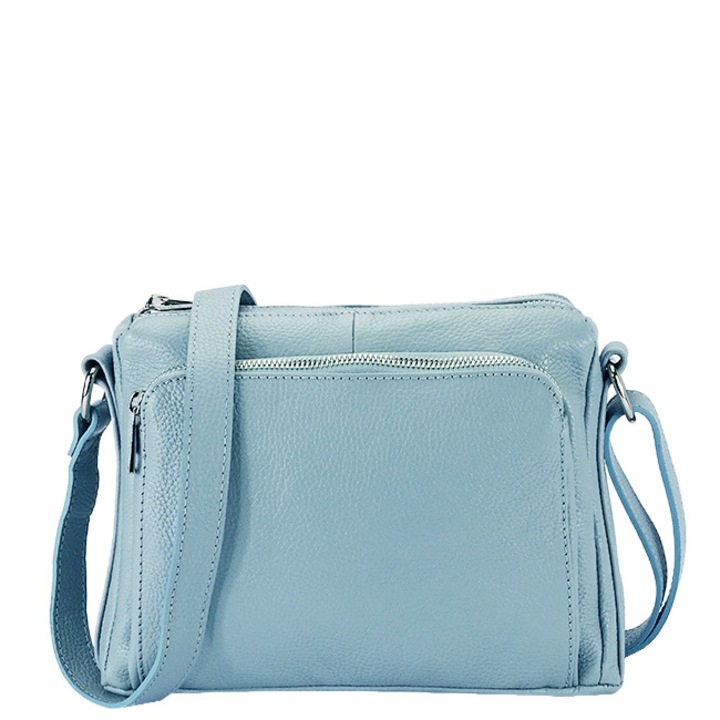 Geanta din piele naturala albastru deschis Camelia 124 Albastru deschis