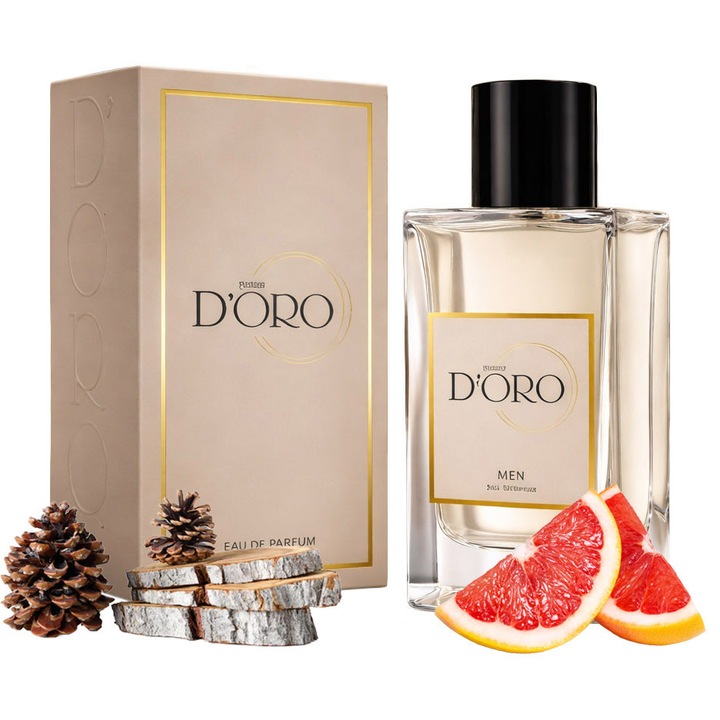 Парфюмна вода за мъже D'oro M83 Terra, с грейпфрут, кедър и кремък, дървесен/минерален, свеж, интензивен аромат с отличителен и естествен мъжки аромат, 50мл