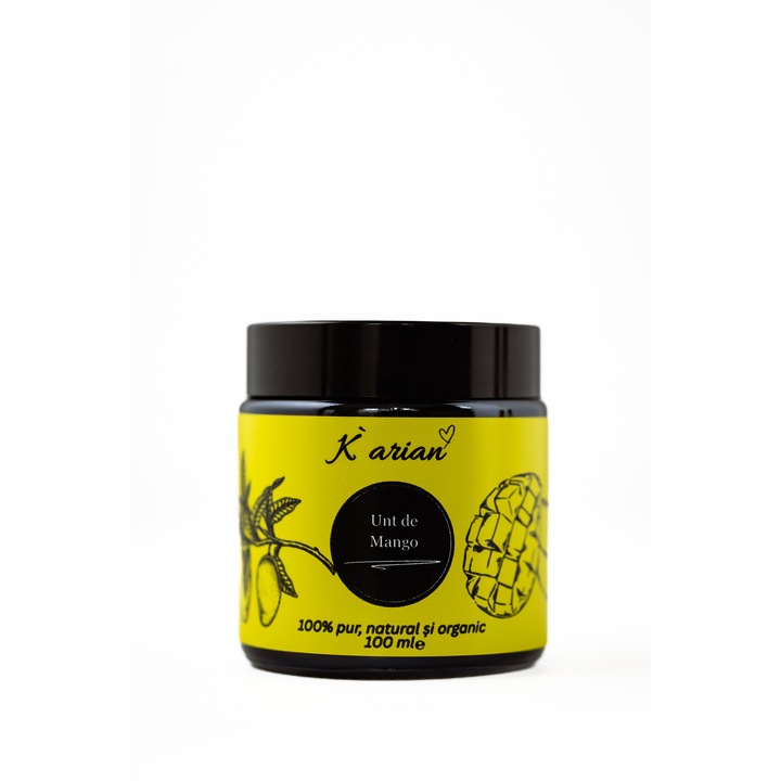 Unt de Mango organic, presat la rece, 100% Pur, ambalaj din sticla, 100 ml, Karian