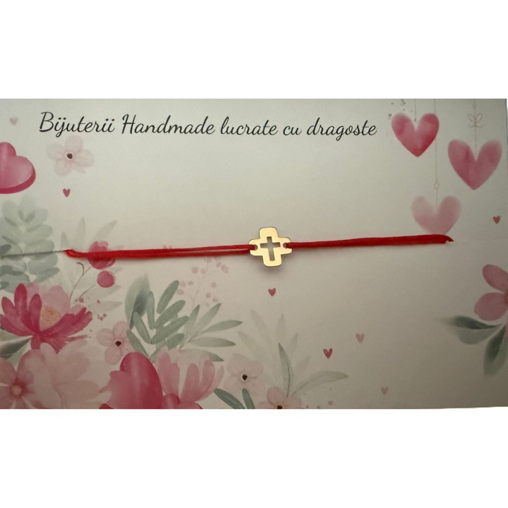 Bratara cu snur reglabil, cruce, 0.08g aur 585, unisex