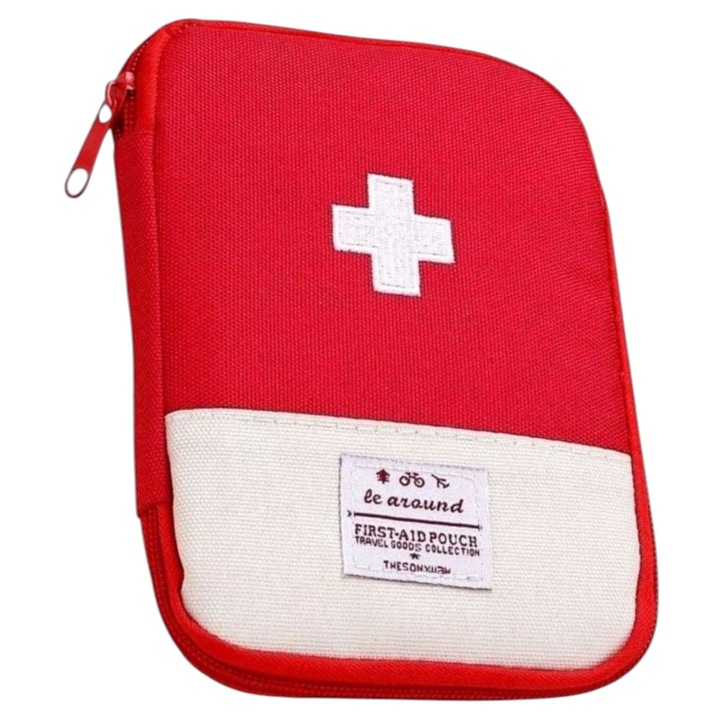 Organizator de medicamente, Tip mini trusa de prim-ajutor, Rosu