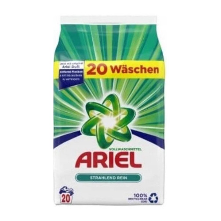 Ariel mosószer, 1,2 kg, fehér ruhákhoz, gyors formula, energiatakarékos