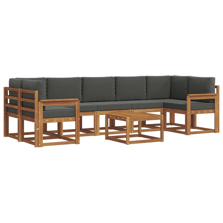 Set de canapele de exterior vidaXL, cu perna 8 pcs Natural si Antracit