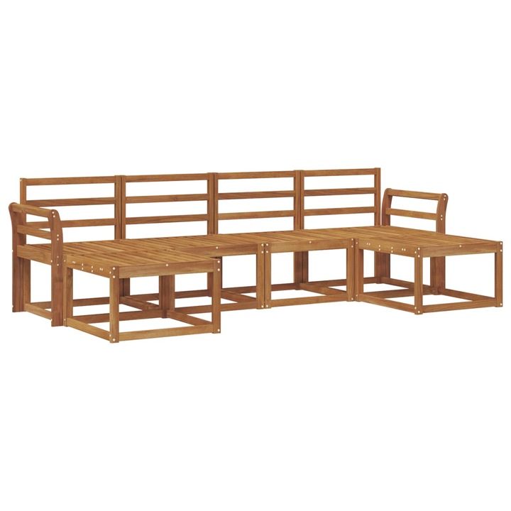 Set de canapele de exterior vidaXL, 6 pcs natural Lemn compozit