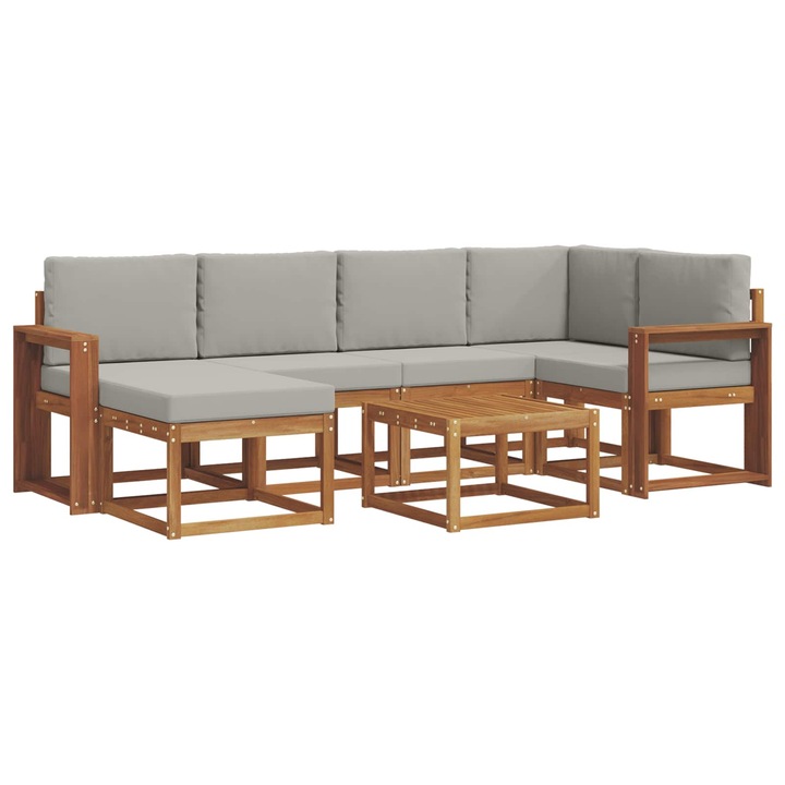 Set de canapele de exterior vidaXL, 7 pcs Gri natural si deschis