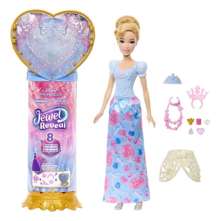 Papusa Cenusareasa, Disney Princess, set cu accesorii, multicolor, 32.5x18x7.5cm