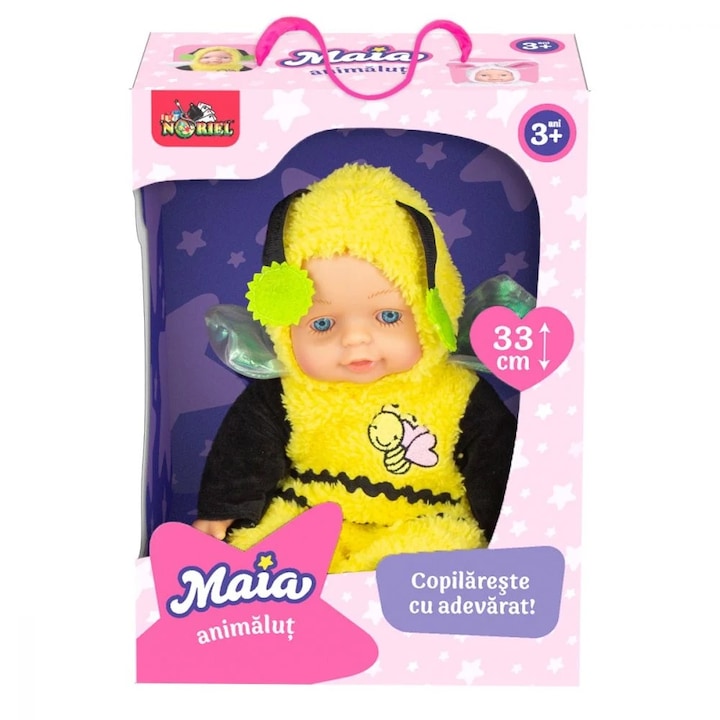 Papusa Maia, Albinuta, 33 cm, pufos, Poliester