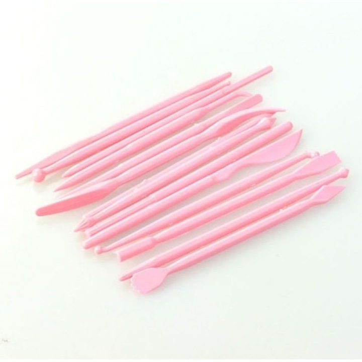 Set ustensile de decorare și modelare, 14 buc, pentru fondant și pastă de zahăr, multicolor