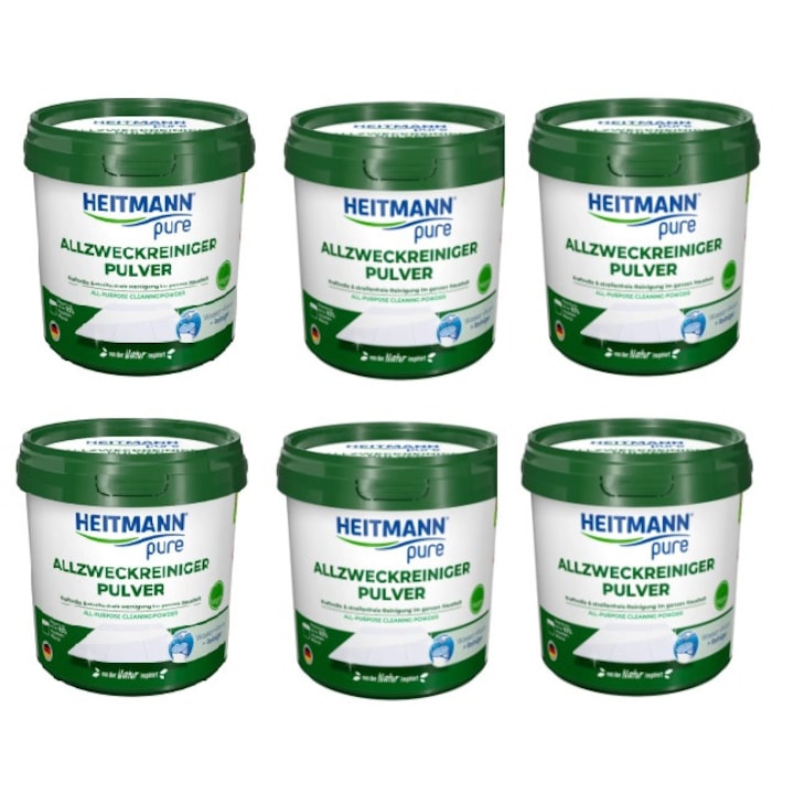 Pachet 6 x Pudra de curatare universala, Heitmann, 300 g, utilizare multipla, vegan
