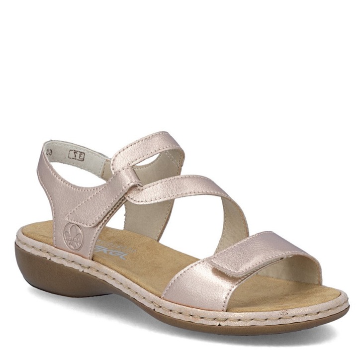 Sandale Rieker de damă din piele metalizată cu velcro 659C7-89