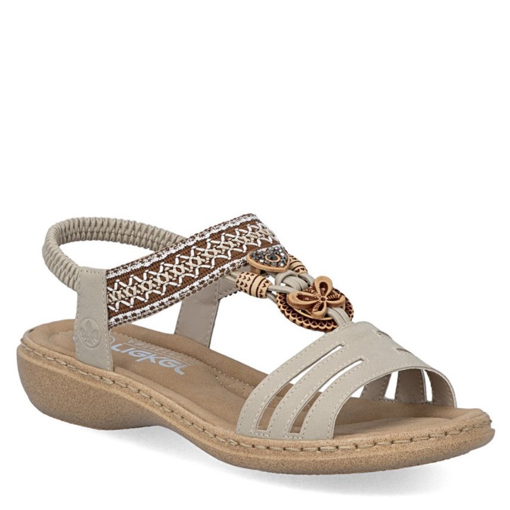 Rieker Rieker sandale bej pentru femei, slip-on 61855-62