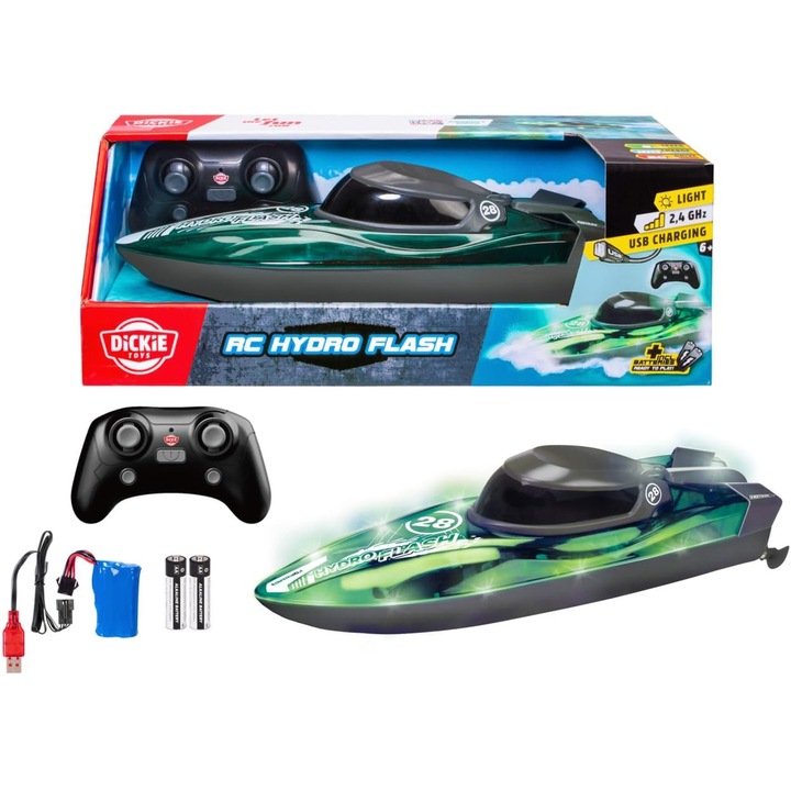 Лодка с дистанционно управление Dickie Toys Hydro Flash, 29 см, осветление, 2.4 GHz контрол