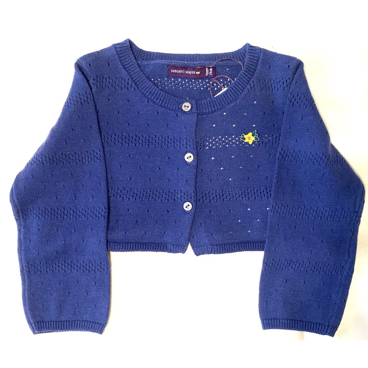 Bolero bebe fete, Sergent Major, Albastru, 12 luni (74 cm), bumbac tricotat
