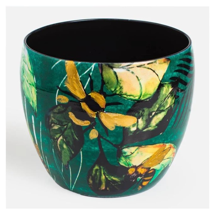 Masca Ghiveci Metalica Ovală 16x14, 5cm, 2, 6L, Verde, Decorativ