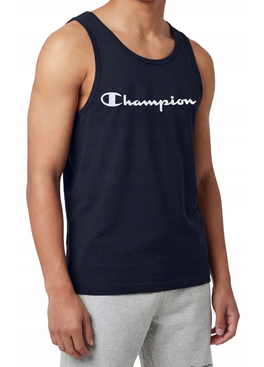 Champion ujjatlan polo, kek, pamut, logo nyomtatassal, Kék