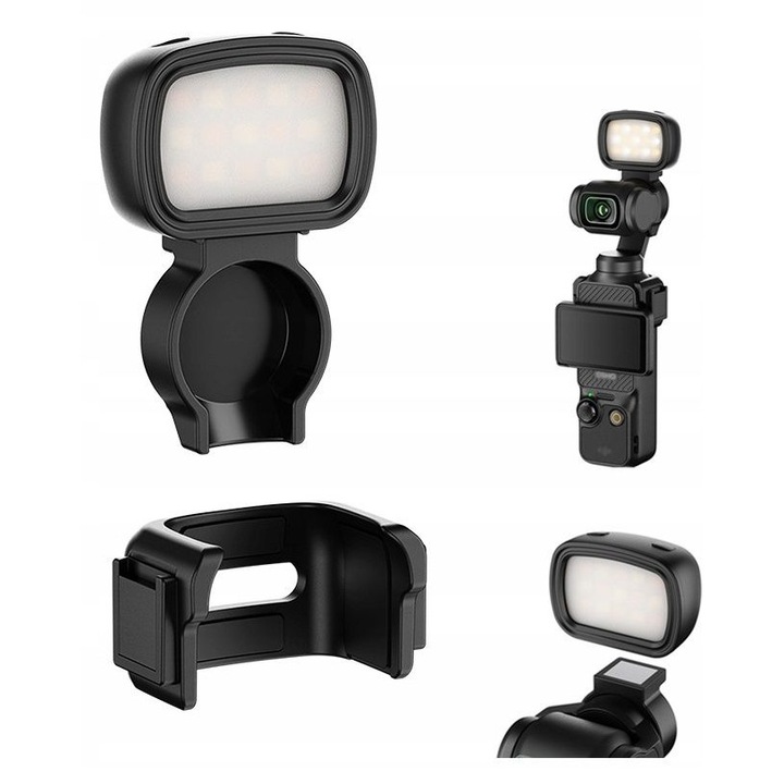 Lampa LED JJC LED-OP3M2 Mini, 3 temperaturi de culoare, magnetica, set cu 1 lampa, 2 cleme de montare, incarcare USB-C