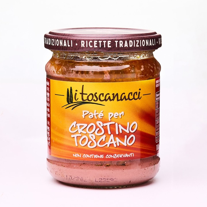 Pate Crostini Toscani, Toscanacci, 180gr, ficat de pui 67%, fără conservanți, Italia