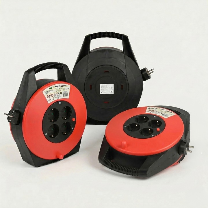 Rola cablu prelungitor 10m, 4 prize, protectie termica, 2300W