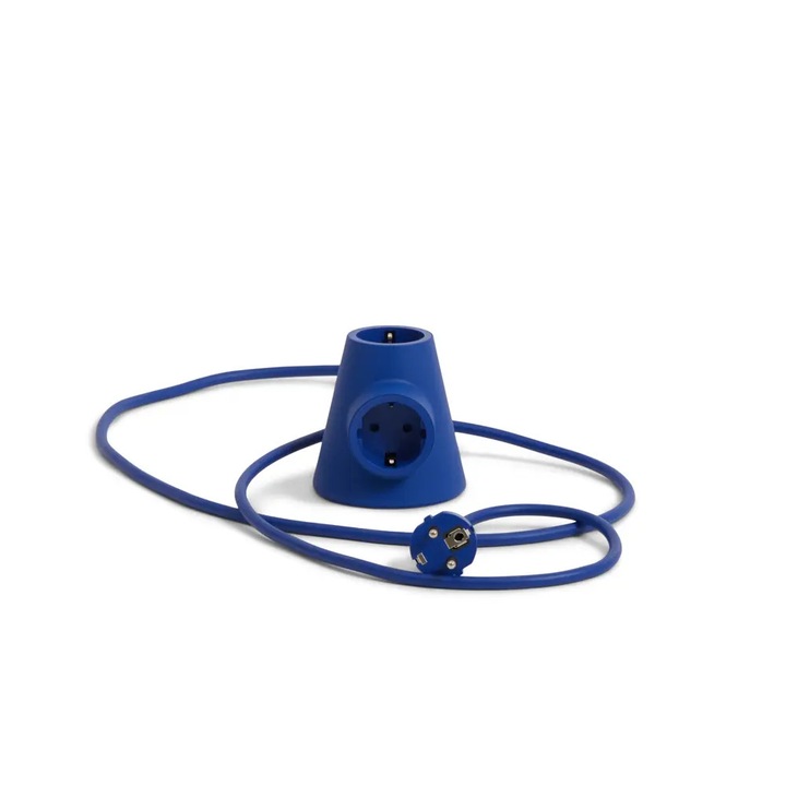 Prelungitor Pedestal, 2 prize Schuko, cablu 1.8m, bază magnetică, albastru, 9x9.5x9cm