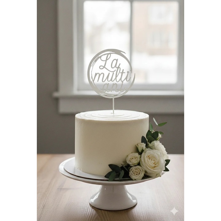 Topper decorativ rotund pentru tort „La multi ani” - Glamuria