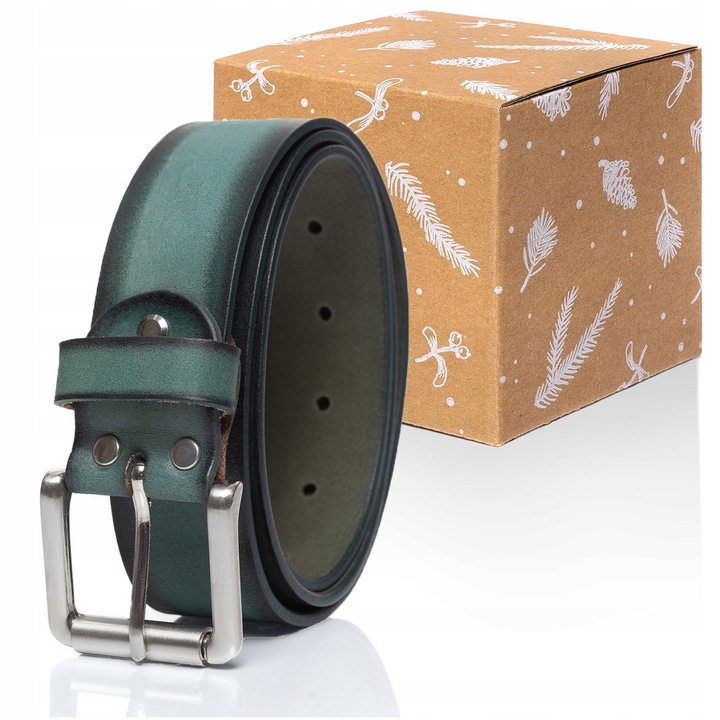 Férfi öv, Tom Tailor, Valódi bőr, 105cm, Zöld