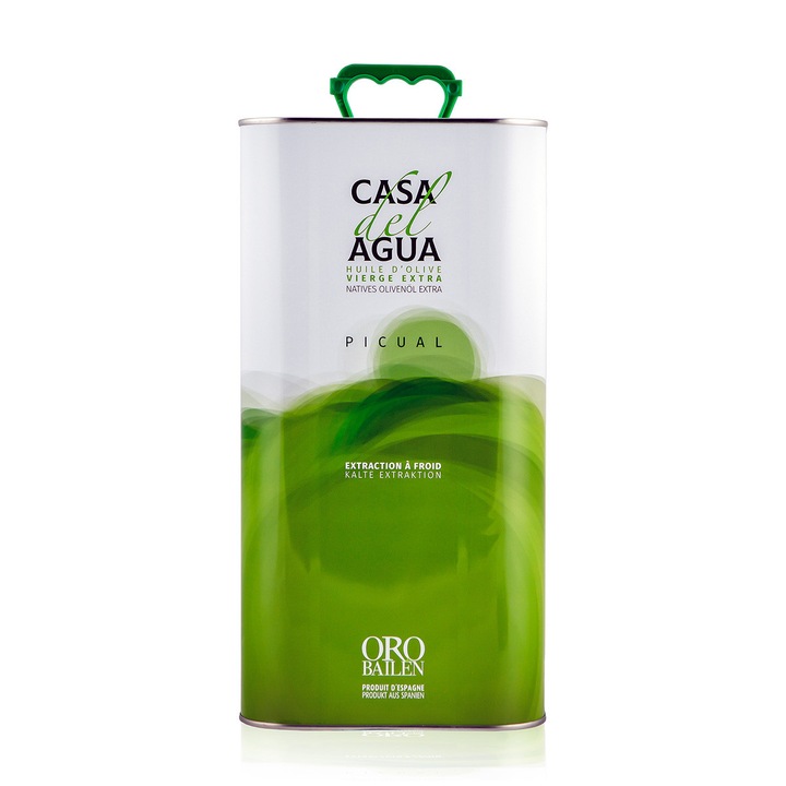 Ulei de măsline extravirgin Picual, Casa del Agua, 5L, galben-verzui, aciditate 0, 15%
