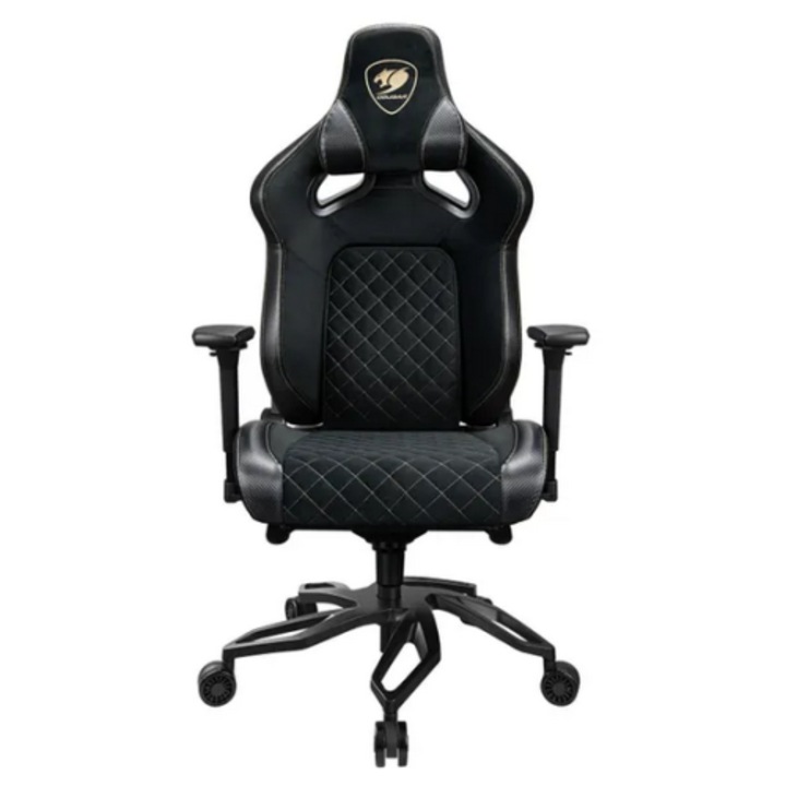 Scaun gaming Cougar Titan Pro V2, Negru-Auriu, piele ecologică