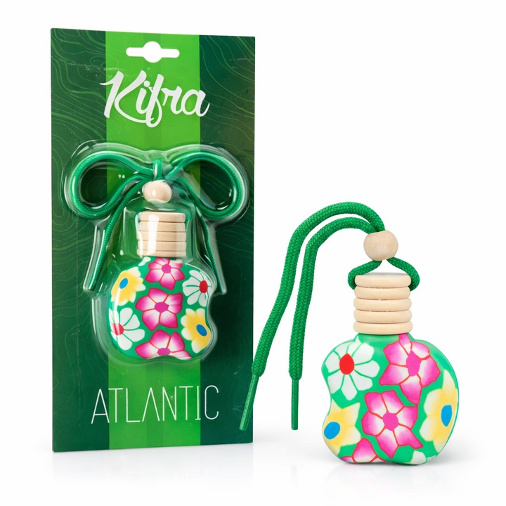 Odorizant auto lichidl Kifra, Atlantic, design floral, parfum pentru masina, 10 ml