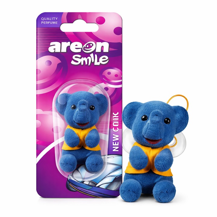 Odorizant auto Areon Smile, New Car, elefant albastru din plus parfumat