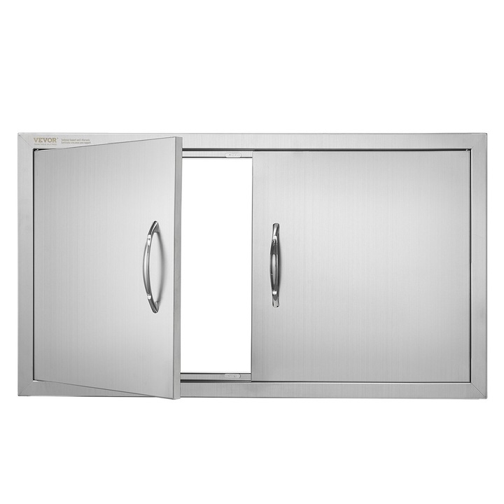 Usa de acces BBQ, VEVOR, 863x482mm, din otel inoxidabil, montare incastrata, cu manere