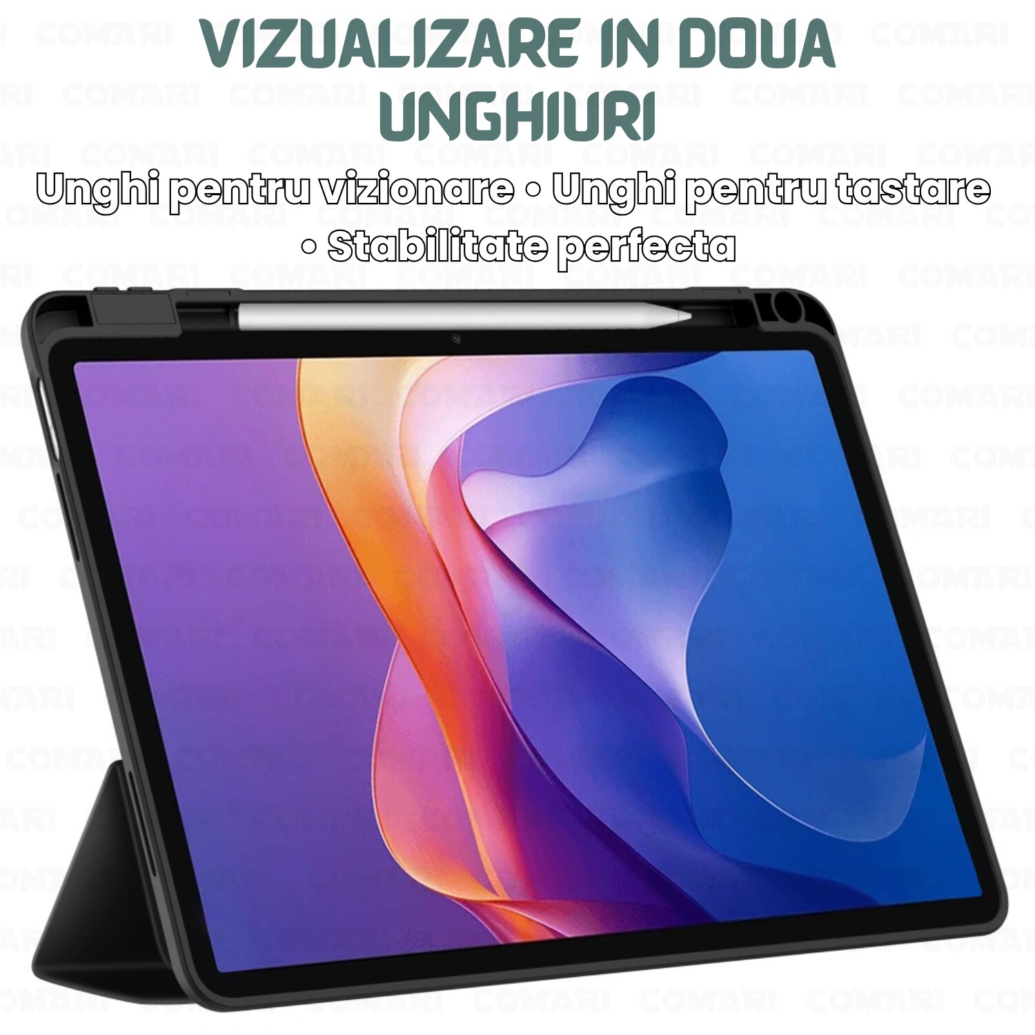 Husa pentru Samsung Galaxy Tab A11 Plus / A9 Plus Comari® EliteCover, protectie completa, functie stand trifold, suport stylus integrat, design elegant tip carte, Verde