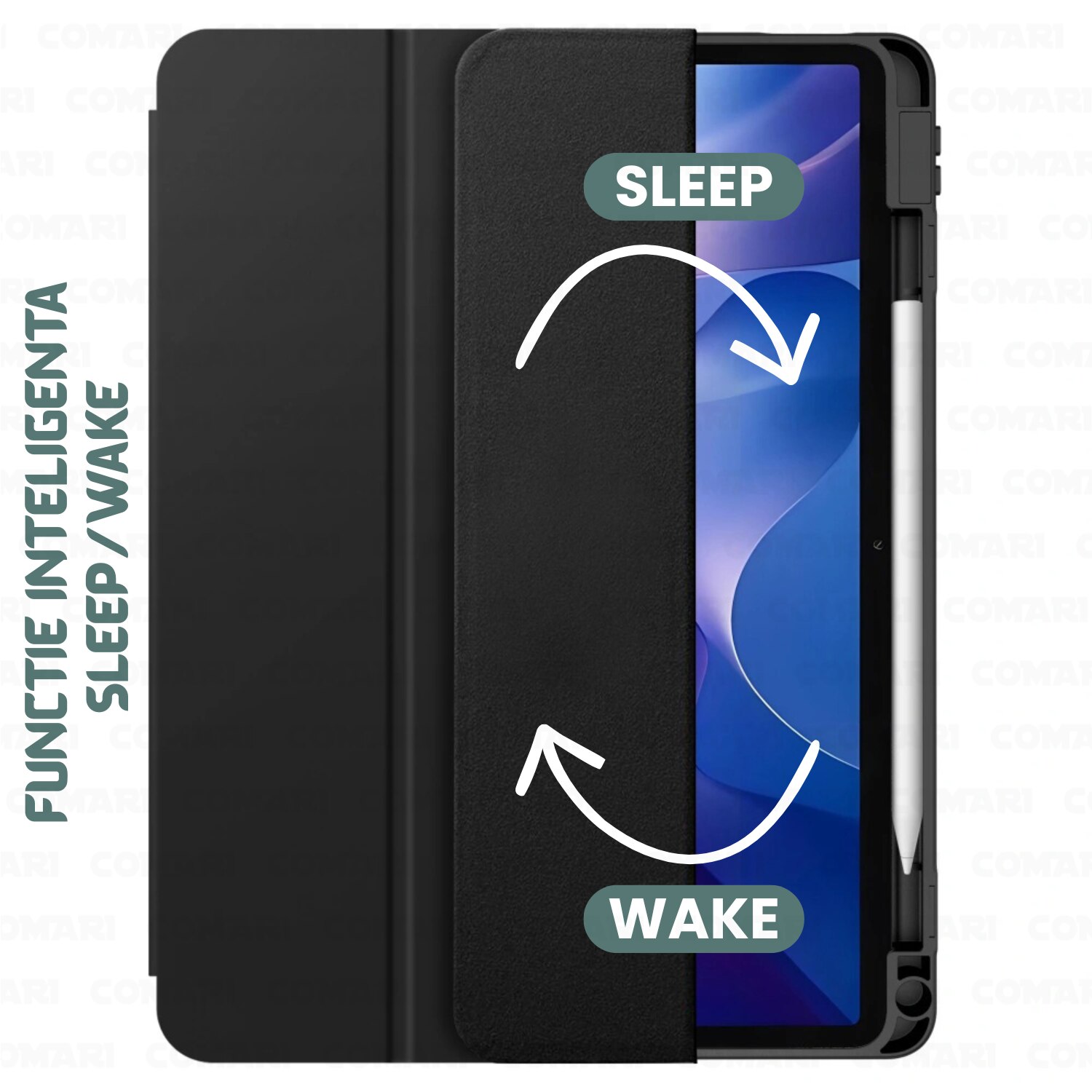 Husa pentru Samsung Galaxy Tab A11 Plus / A9 Plus Comari® EliteCover, protectie completa, functie stand trifold, suport stylus integrat, design elegant tip carte, Verde