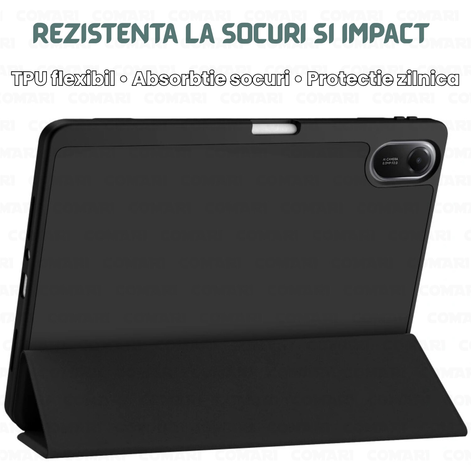 Husa pentru Samsung Galaxy Tab A11 Plus / A9 Plus Comari® EliteCover, protectie completa, functie stand trifold, suport stylus integrat, design elegant tip carte, Verde