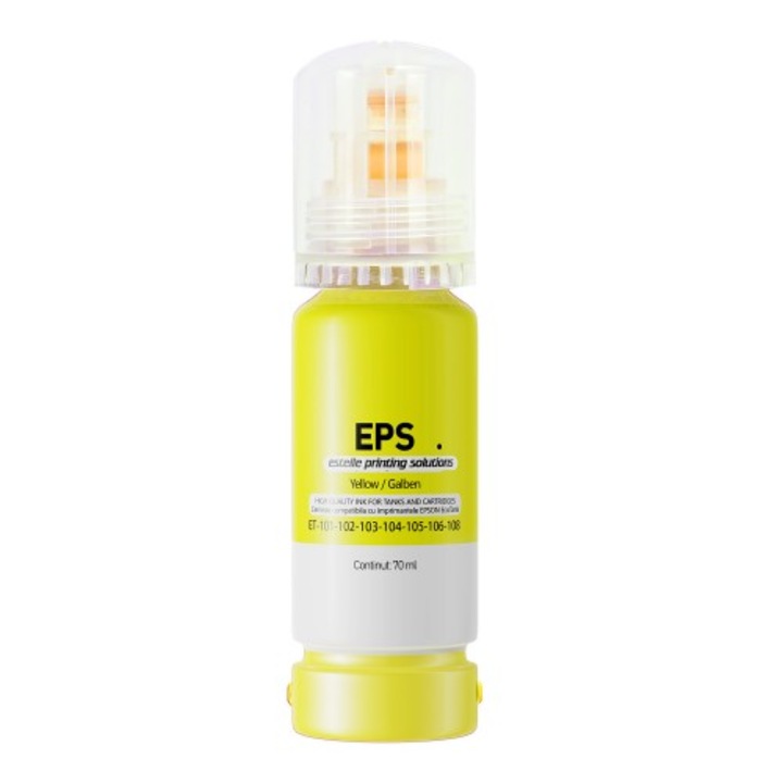 Cerneala yellow compatibila Epson EcoTank si EcoFit, 70 ml, pentru Epson ET108, ET101, ET102, ET103, ET105, ET106, EPS (estelle printing solutions)