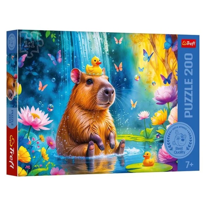 Puzzle 200 piese Capybara cu Ratusca in Apa