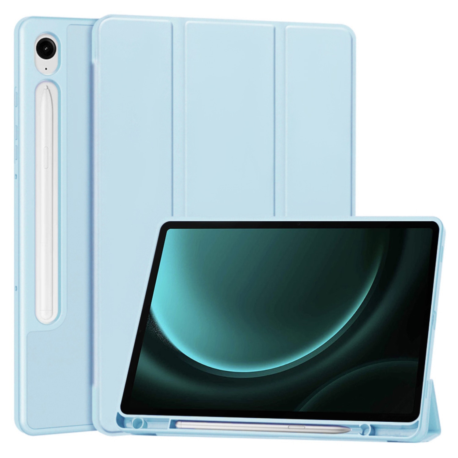 Husa pentru Samsung Galaxy Tab S9 / S9 FE / S10 FE Comari® EliteCover, protectie completa, functie stand trifold, suport stylus integrat, design elegant tip carte, Albastru Deschis