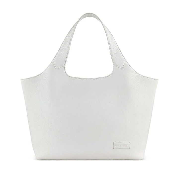 Geanta dama Bugatti Elsa marime M, piele naturala, set 4 piese, geanta laptop 13", crossbody si pouch, eleganta, alba, 494610