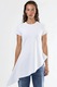 Tricouri dama, Busem, tricou asimetric, maneca scurta, alb, 96% bumbac