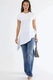 Tricouri dama, Busem, tricou asimetric, maneca scurta, alb, 96% bumbac