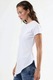 Tricouri dama, Busem, tricou asimetric, maneca scurta, alb, 96% bumbac
