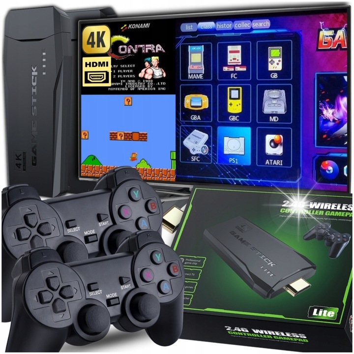 Consola Retro Asato 20000 jocuri wireless negru 10x4.5x1cm