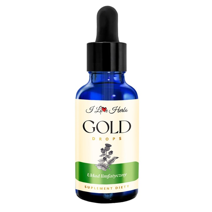 Picaturi Naturale din Plante Gold Drops, 50ml, suport pentru sistemul limfatic, multicolor