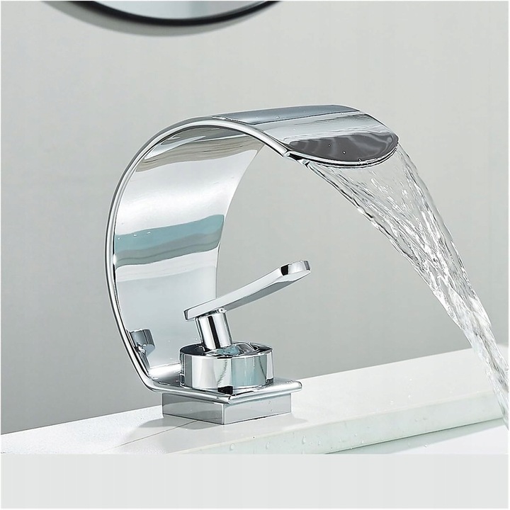 Modern magas ovális krómozott mosdócsaptelep, elegáns design, korrózióálló, komplett szett