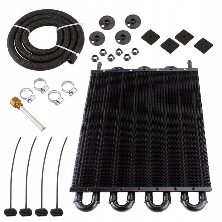 Univerzális olajhűtő 8 soros, alumínium, váltóhoz és differenciálműhöz, 3/8" 6 AN, 1,5m tömlő