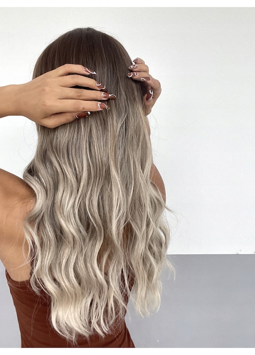 Peruca Dama, NCDSHAIR, Ombre Gri, 55cm, Set cu caciula peruca