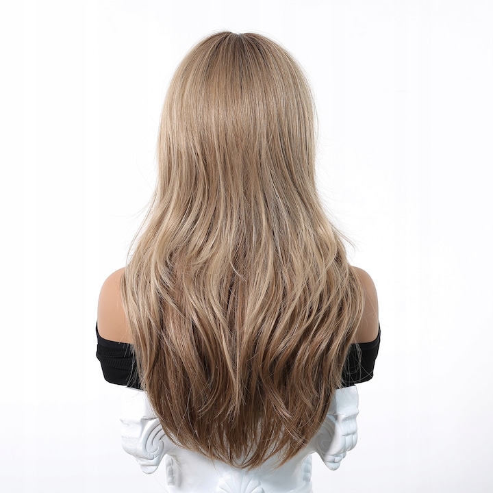 Peruca Dama NCDSHAIR, Mieszany Blond, 55cm, cu breton, set peruca si caciula
