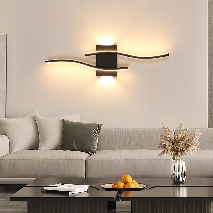 Riserva LED fali lámpa, minimalista design, fekete, 3000K-6500K, 100x13x2cm, 18W