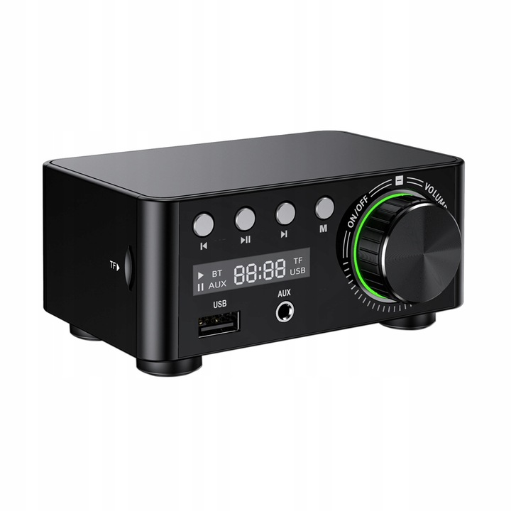 Artudatech HiFi Mini audio erősítő, Bluetooth 5.0, 50W x 2, 110x90x50mm, fekete